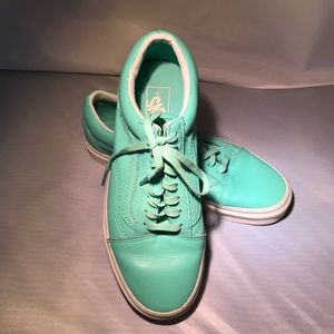 Turquoise leather Vans size 6.5